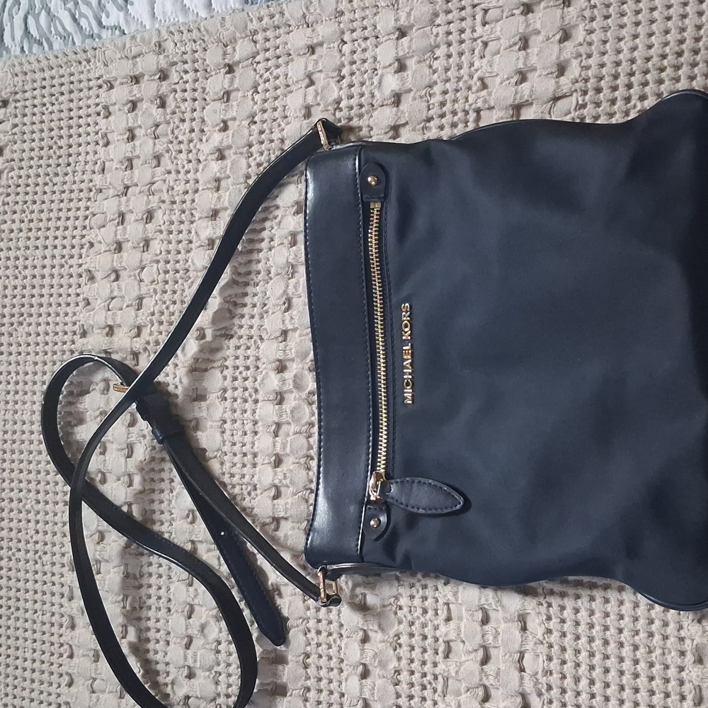 Michael Kors Blue Crossbody Bag with Gold Details